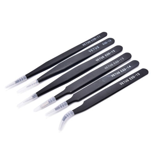 6x ESD Pinzetten Set aus Edelstahl