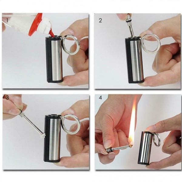 Stahl Feuer Starter Flint Match Feuerzeug Keychain Camping Notfall Survival Gear