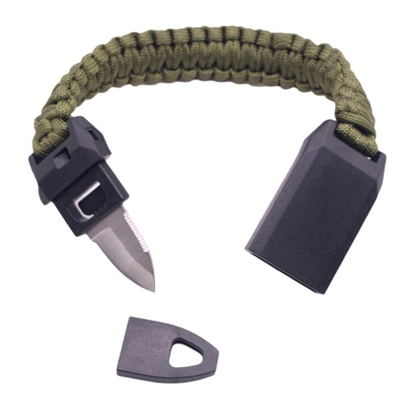 3in1 Außen Camping Geflochtene Paracord Armband Pfeife Stahlmesser Handschl X3Z5 