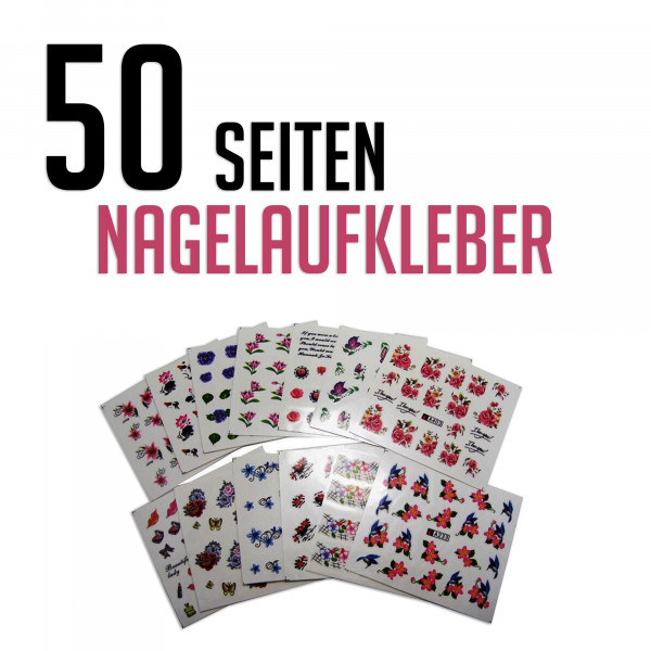 50x Blätter Blumen Nagelaufkleber, Maniküre