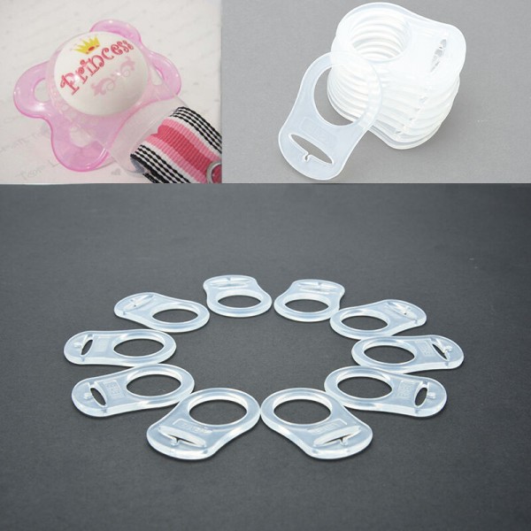 5 Silikonring Adapter Clip Schnullerketten transparent Klar Schnullerhalter