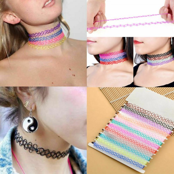 12x Halsband elastisch für Mädchen