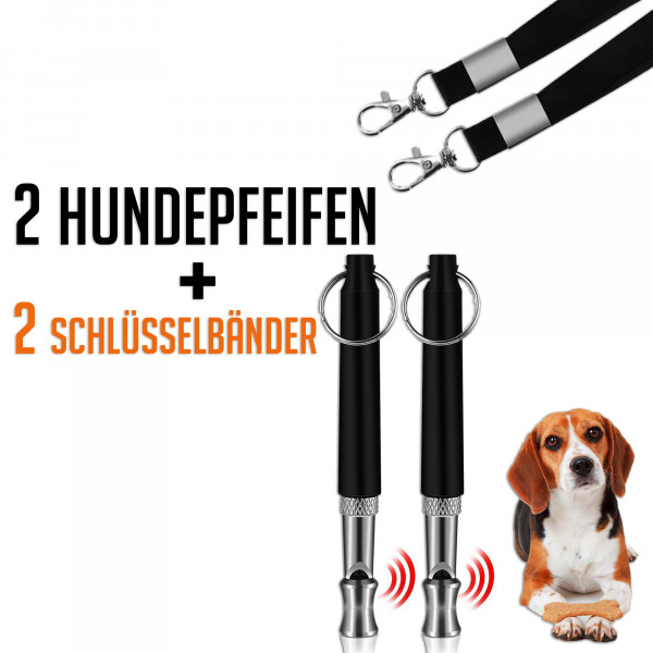 2x Hundepfeife + Schlüsselband