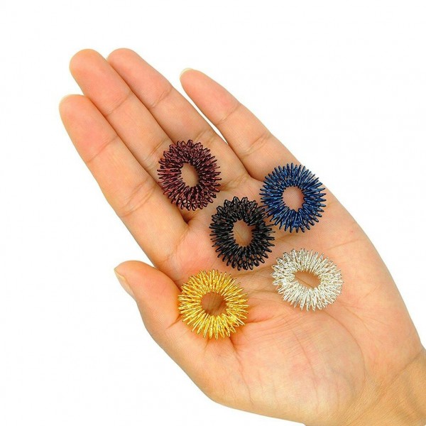 5x Edelstahl Acupressure Massage Fingermassage Ring Akupressur Gesundheit Finger