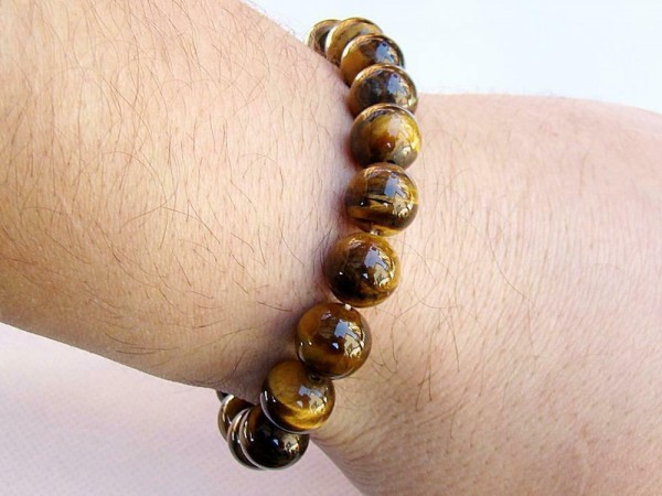 Tigerauge Armband Kugelarmband Ø 8 mm / 19 cm