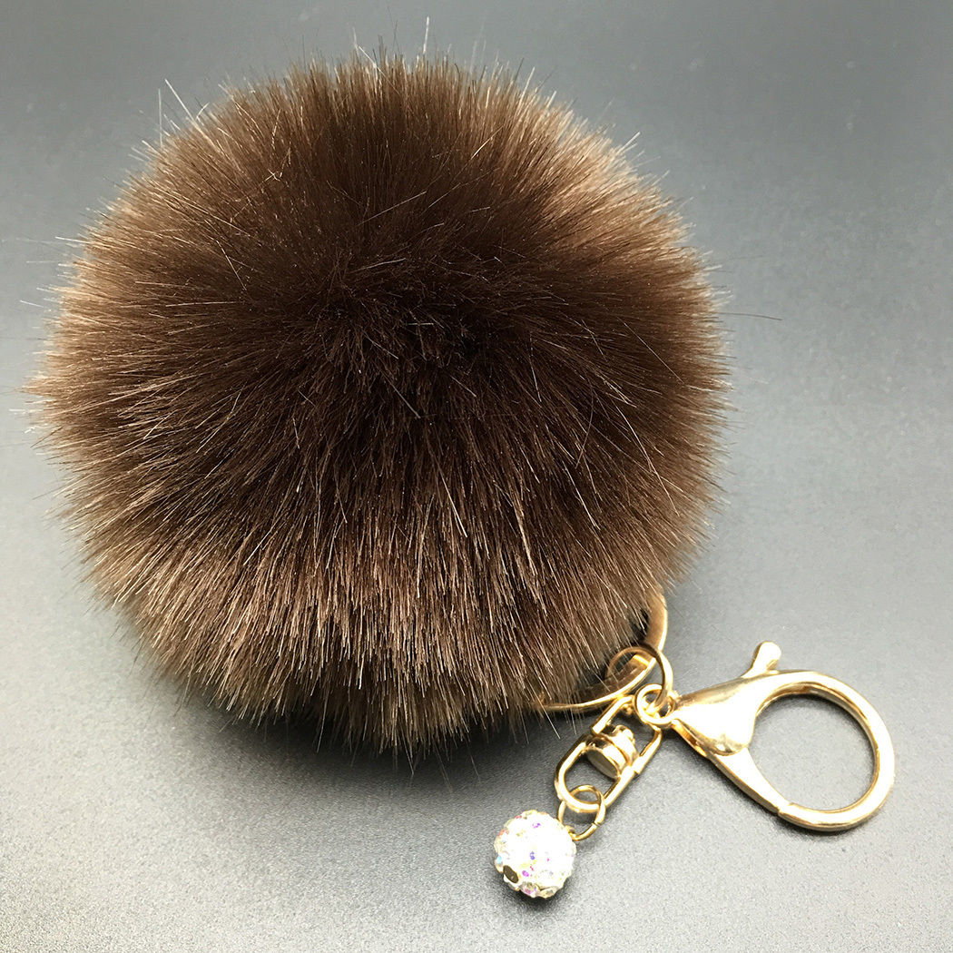 Mode Tasche Schlüssel Anhänger Kaninchen Pelz Fell Bommel Handtasche Key Chains 